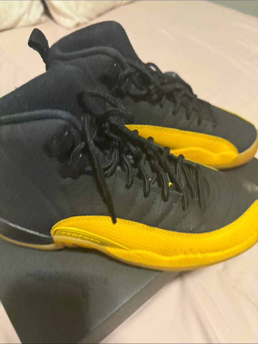 Jordan Kids Black and Yellow High-Top Sneakers